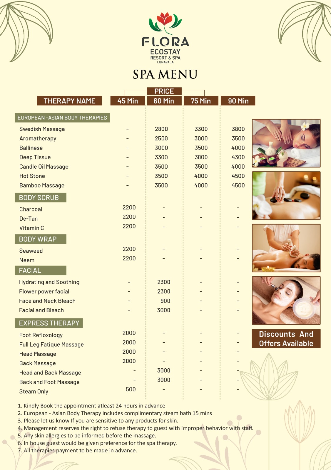 Spa Menu